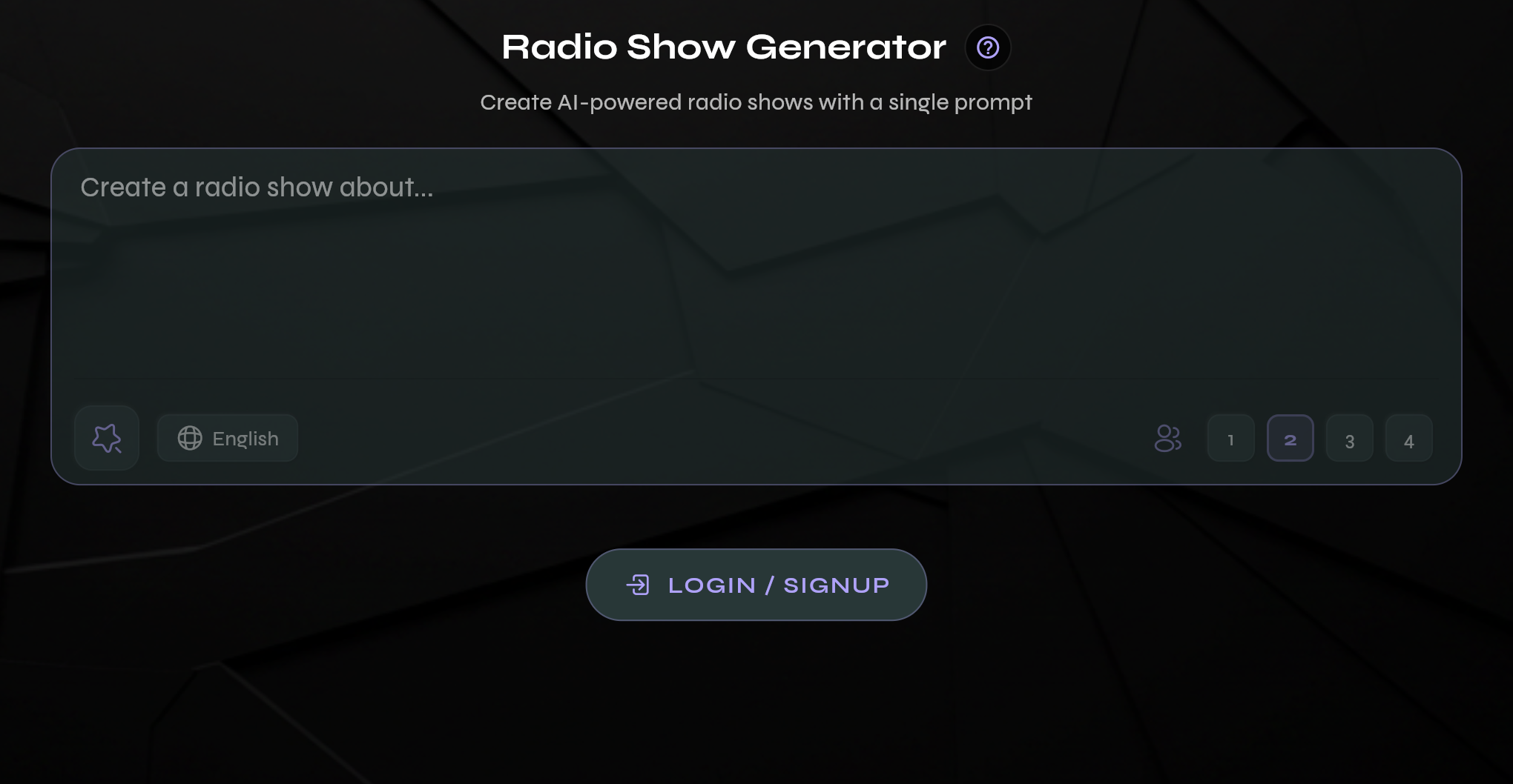 Radio Show Generator Interface